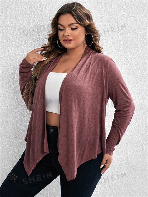 Shein Lune Plus Open Front Asymmetrical Hem Jacket Shein Usa