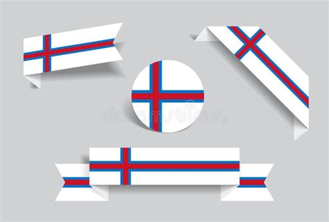 Faroe Islands Flag Stickers And Labels Vector Illustration Stock