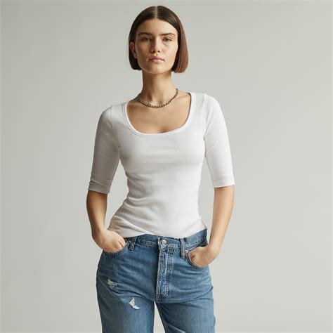 The Supima® Micro Rib Scoop Neck Tee White Everlane