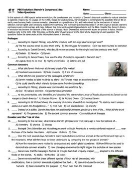 Pbs Evolution Darwin S Dangerous Idea Video Questions Worksheet By Mr