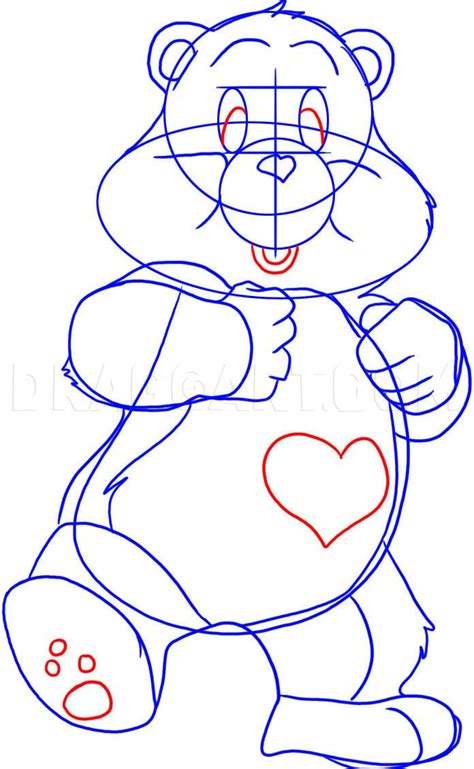 How To Draw A Care Bear Tenderheart Bear Step By Step Drawing Guide By