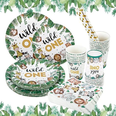 Wild ONE Birthday Decorations Wild ONE Tableware Jungle Party ...