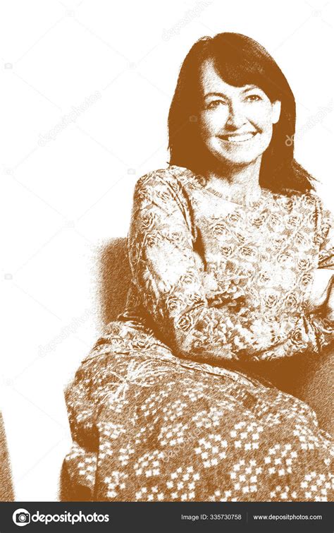 Close Mature Woman Sitting Armchair Smiling Stock Photo PantherMediaSeller