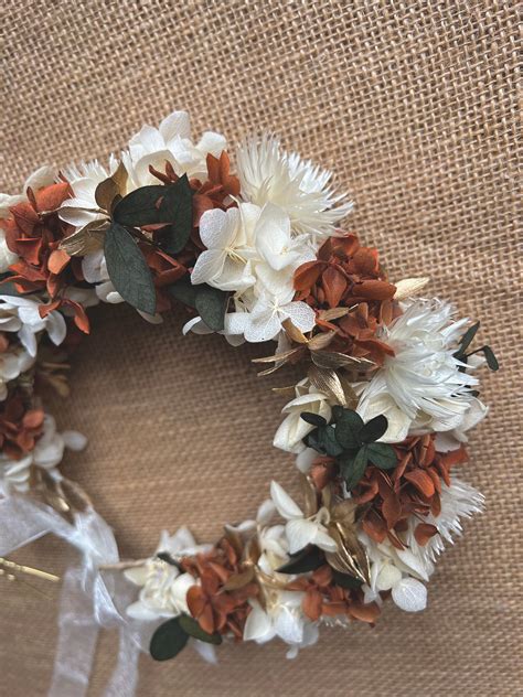 Burnt Orange Flower Hair Comb Terracotta Wedding Headpiece Bunny Tails And Roses Hair Comb