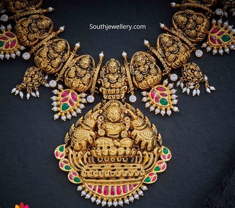 Antique Gold Lakshmi Haram Indian Jewellery Designs