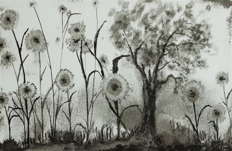 Surreal Art Ink Painting Surreal Landscape Ink by AsmothDaeva