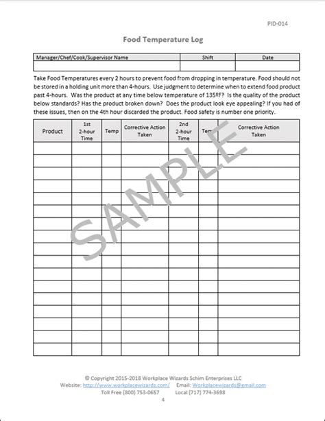 Printable Food Temperature Log Printable Word Searches