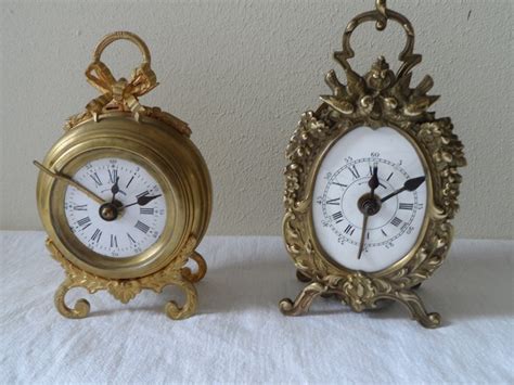 Table Desk Clock Alarm Clocks Copper Bronze Enamel