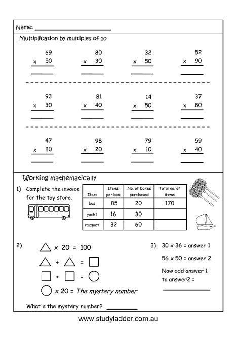 Multiply Multiples Of 10 Worksheet Printable Word Searches