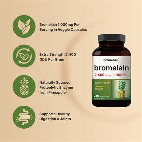 Bromelain 1000mg Per Serving 240 Veggie Capsules Naturebell