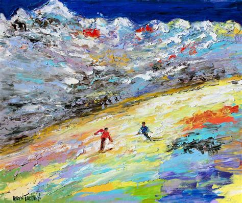 Skiers Print On Canvas Downhill Skiing Made From Image Of Etsy In