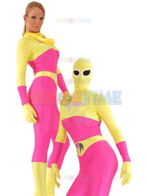 Batgirl Costume Spandex Pink And Yellow Superhero Costume Party Costume