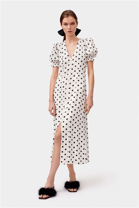 White Polka Dot Dress Sleeper Dress With Black Dots