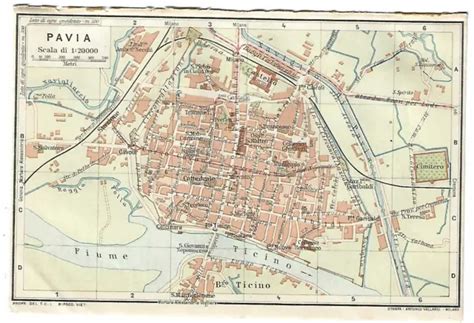 Carta Geografica Antica Pavia Pianta Della Citt Tci Old Antique