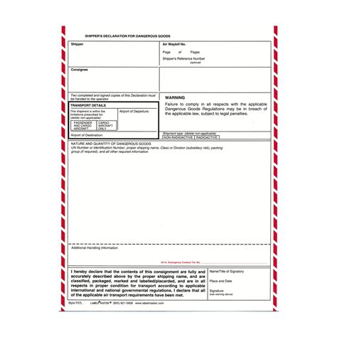 Hazmat Forms Shippers Declaration Carlton Industries