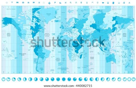 World Map Standard Time Zones Soft Stock Vector (Royalty Free) 440082715