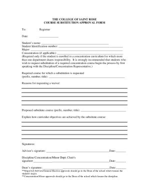 Fillable Online Course Substitution Form Pdf Fax Email Print PdfFiller