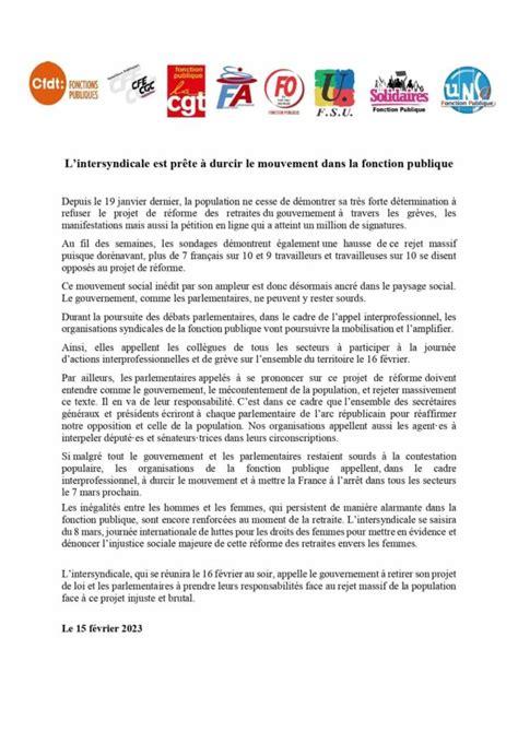 L Intersyndicale Est Pr Te Durcir Le Mouvement Dans La Fonction