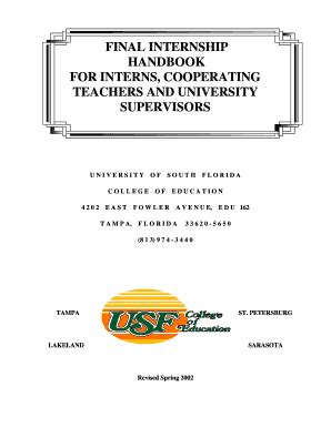 Fillable Online Coedu Usf Final Internship Handbook USF College Of