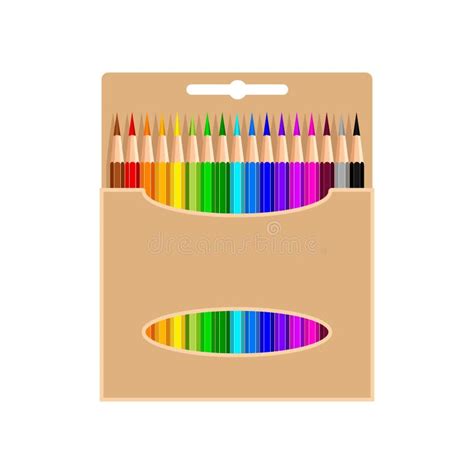 Color Pencils Box Isolated White Background Stock Illustrations