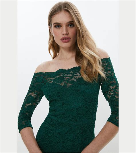 Buy Coast Bardot Lace Midi Dress In Forest 6thstreet Qatar