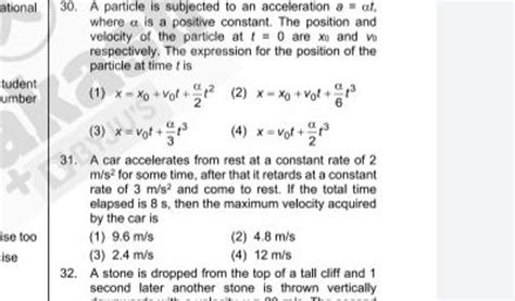 A Car Accelerates From Rest At A Constant Rate Of M S For Some Time A