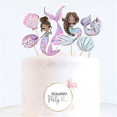 MERMAID TOPPER Cupcake Birthday Cake Topper Cake Toppers Cut - Etsy