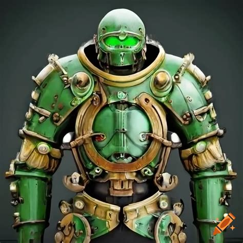 Steampunk Power Armor In Green Yellow And Black With A Victorian