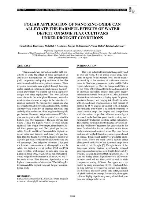 PDF FOLIAR APPLICATION OF NANO ZINC OXIDE CAN ALLEVIATE THE HARMFUL