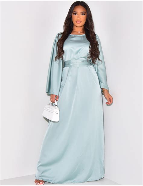 Robe Longue En Satin Nouer