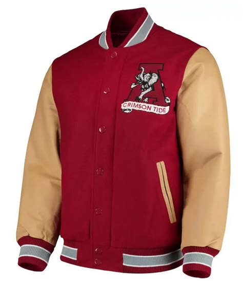 Red Wool/Leather Alabama Crimson Tide Varsity Jacket - Jackets Masters