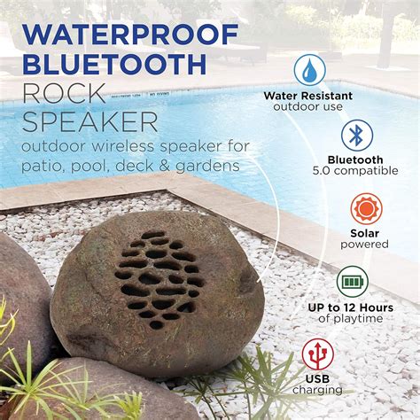 Buy Alpine Corporation Weather Resistant Bluetooth Solar Powered Outdoor Wireless Rock Speaker