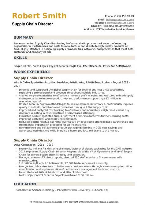 Supply Chain Director Resume Samples Qwikresume