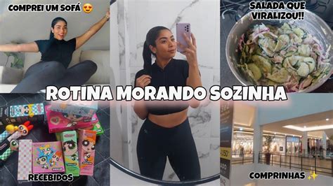 ROTINA MORANDO SOZINHA treino sofá novo salada de pepino e