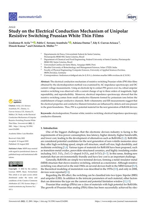 PDF Study On The Electrical Conduction Mechanism Of Unipolar