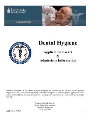 Fillable Online Dental Hygiene Application Process Fax Email Print