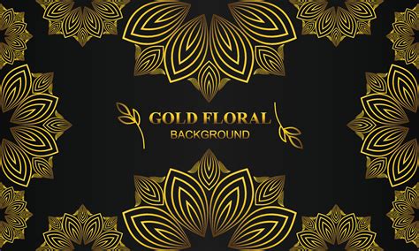 Beautiful Gold Floral Background With Floral Flower And Leaf Ornament