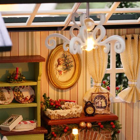 Diy Christmas Miniature Dollhouse Kit Realistic Mini 3d Wooden House