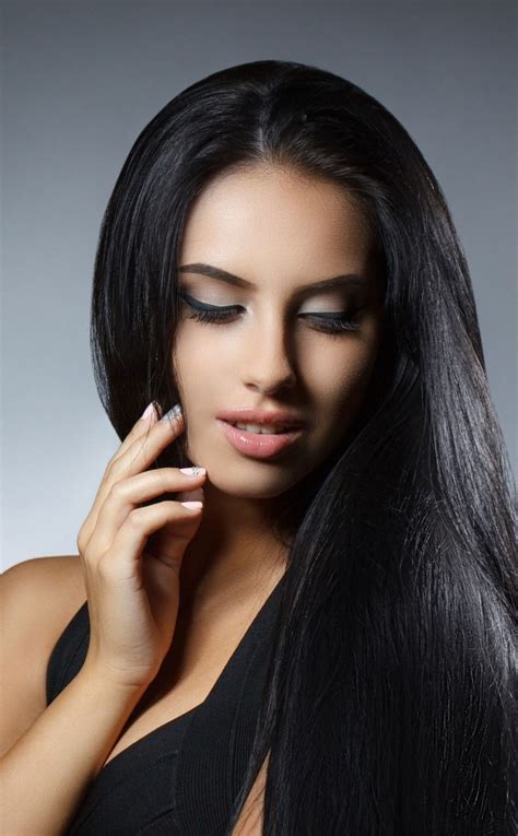 Close Eyes Woman Model Black Hair 950x1534 Wallpaper Beautiful Black Hair Long Black Hair