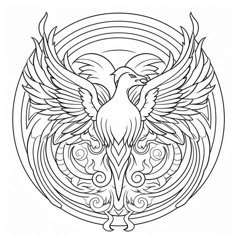 Stunning Firebird Mandala Art Coloring Page