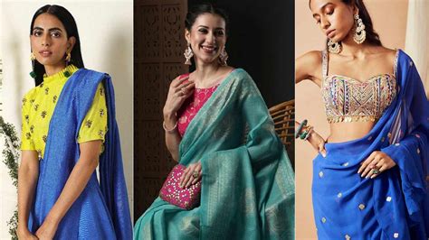 5 Stunning Blue Saree Contrast Blouse Designs Herzindagi