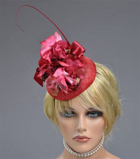 Red Fascinator Kentucky Derby Fascinator Hat Wedding Fascinator