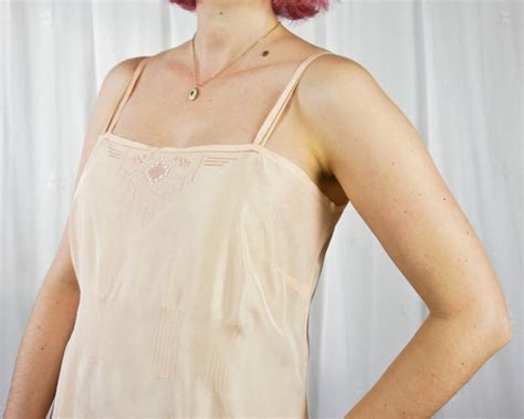 Vintage 30s Silk Teddy Lingerie One Piece Rose L Gem