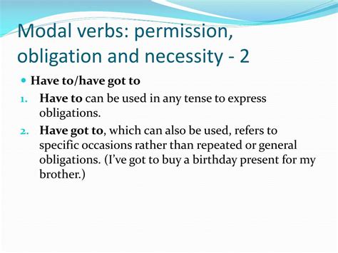 Ppt Modal Verbs Permission Obligation And Necessity