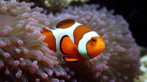 Clownfish In A Dark Coral Background Clownfish And Sea Anemone Hd