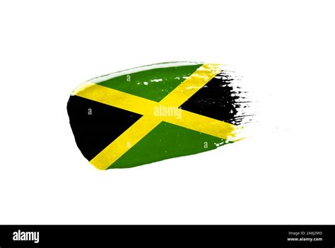 Brush Painted Jamaica Flag Hand Drawn Style Stock Photo Alamy