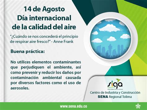 Sena Centro De Industria Y Construcción Día Internacional De La Calidad Del Aire