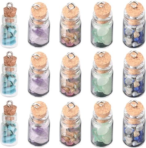 Sunnyclue Box Pcs Mini Glass Bottle Charms Necklace Wish Bottle