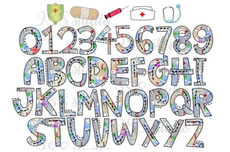 Nurse Alphabet Png Hospital Font Numbers Graphic By 988 Studio Jay