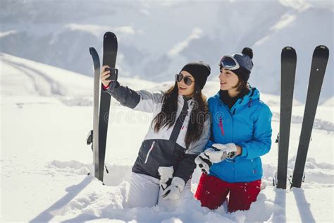 Girls With Ski Stock Image Image Of Blue Holiday Clothes 107409133